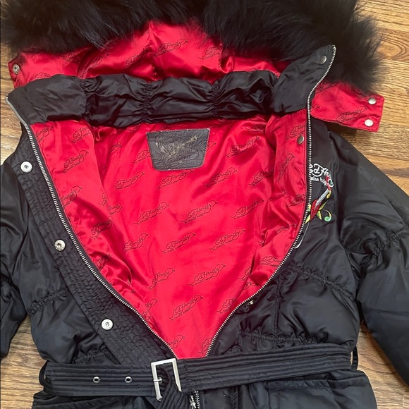 Limited edition Ed Hardy Christian Audigier puffer jacket with hood Adult Large - Picture 11 of 16